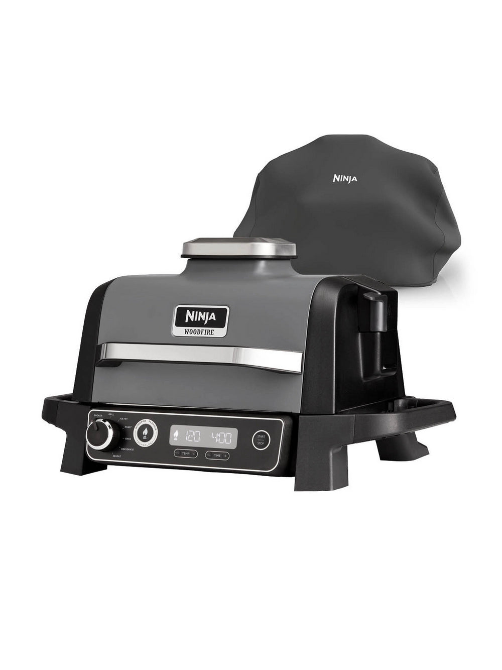 Ninja OG703UK Outdoor Woodfire 7-in-1 Electric BBQ Grill & Smoker with Cover - Black