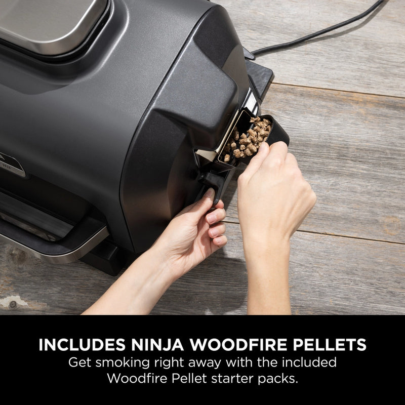 Ninja OG850UK Woodfire Pro XL Electric BBQ Grill & Smoker with Cover and Woodfire Pellets OG850UKCOVKIT