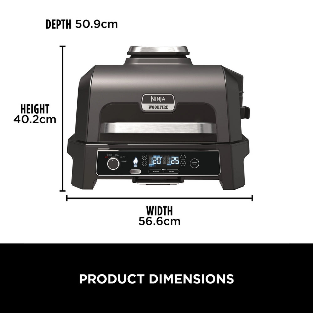 Ninja OG850UK Woodfire Pro XL Electric BBQ Grill & Smoker with Cover and Woodfire Pellets OG850UKCOVKIT
