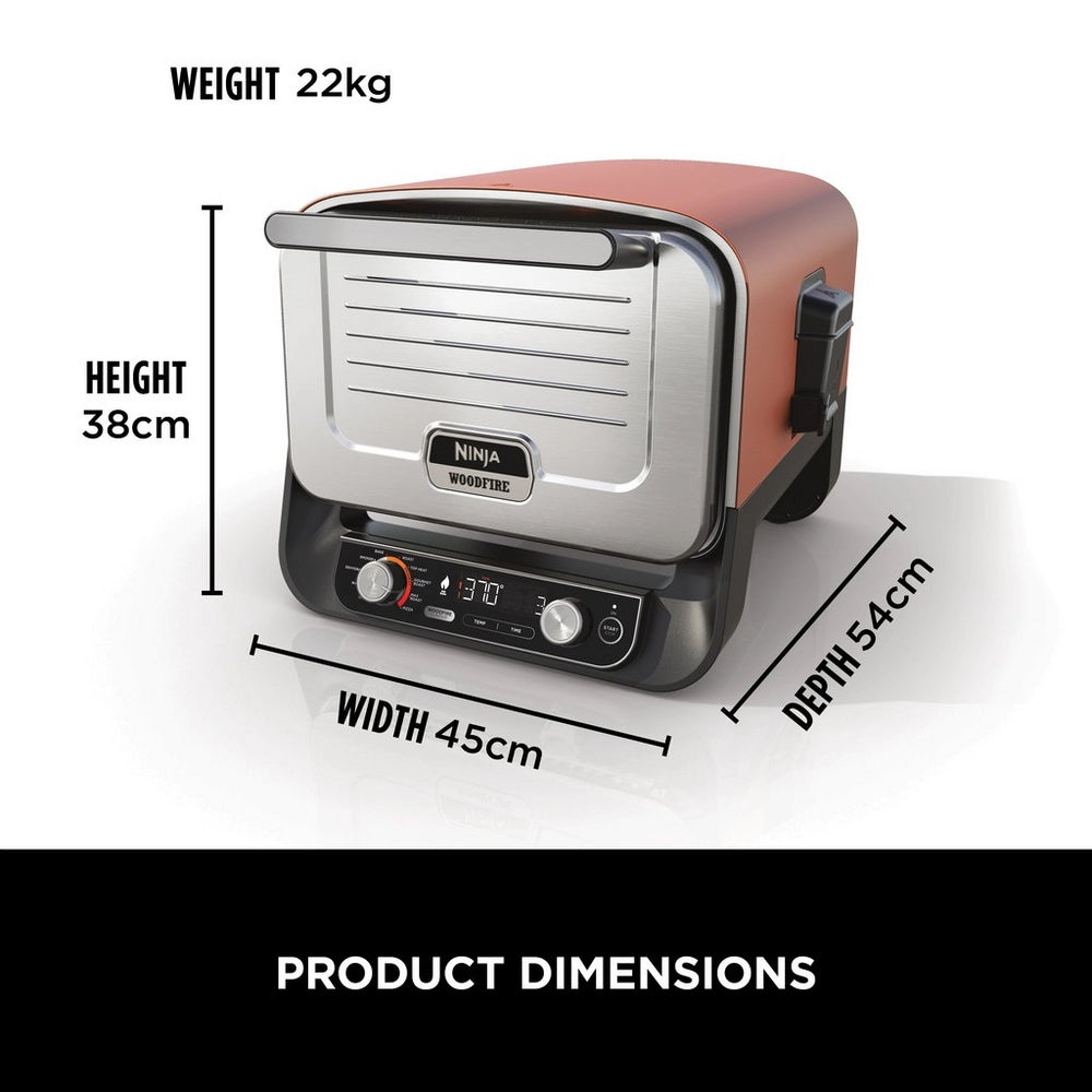 Ninja OO101UK Woodfire Electric Outdoor Oven Artisan Pizza Maker and BBQ Smoker Terracota - CLEARANCE