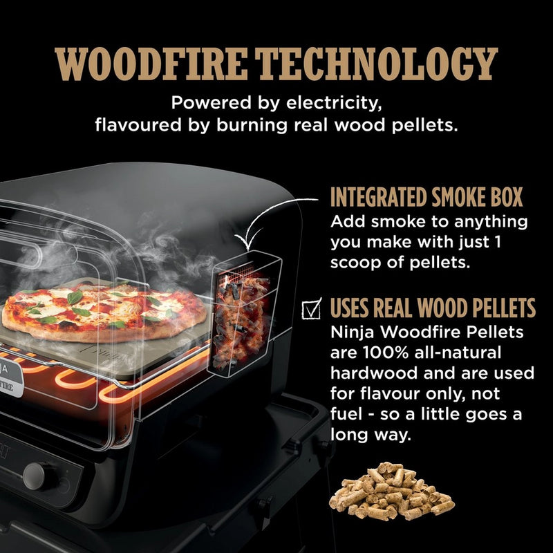 Ninja OO101UK Woodfire Electric Outdoor Oven Artisan Pizza Maker and BBQ Smoker Terracota - CLEARANCE