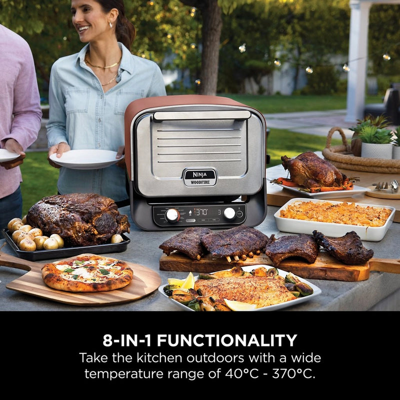 Ninja OO101UK Woodfire Electric Outdoor Oven Artisan Pizza Maker and BBQ Smoker Terracota - CLEARANCE