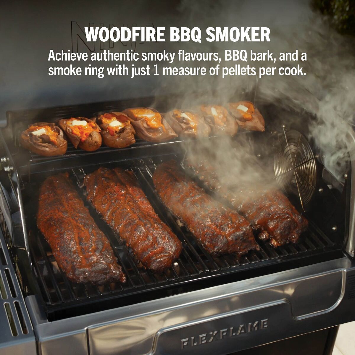 Ninja PG301UK FlexFlame Gas BBQ & Outdoor Cooking System Black Silver Black
