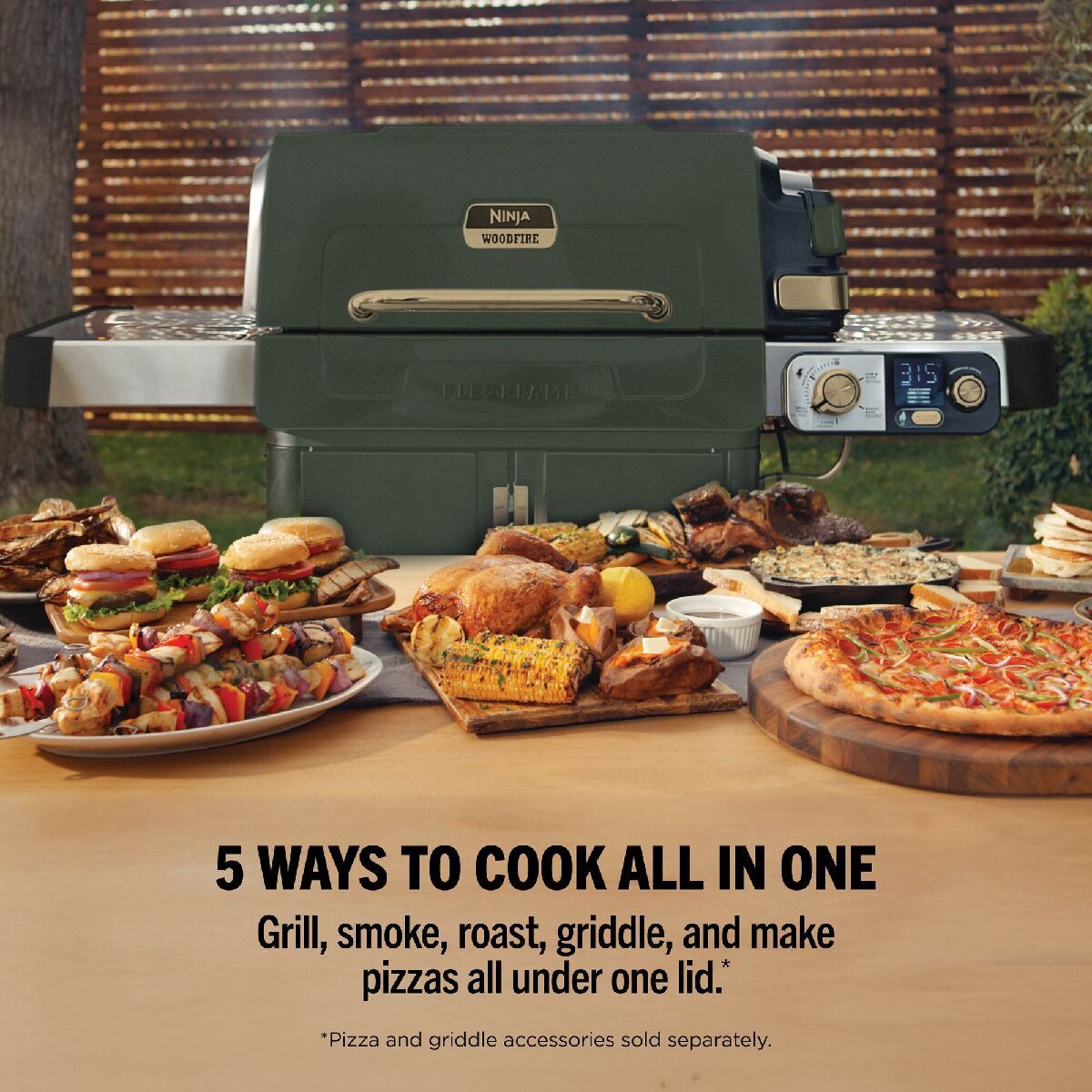 Ninja PG301UKGN FlexFlame Gas BBQ & Outdoor Cooking System Green Green