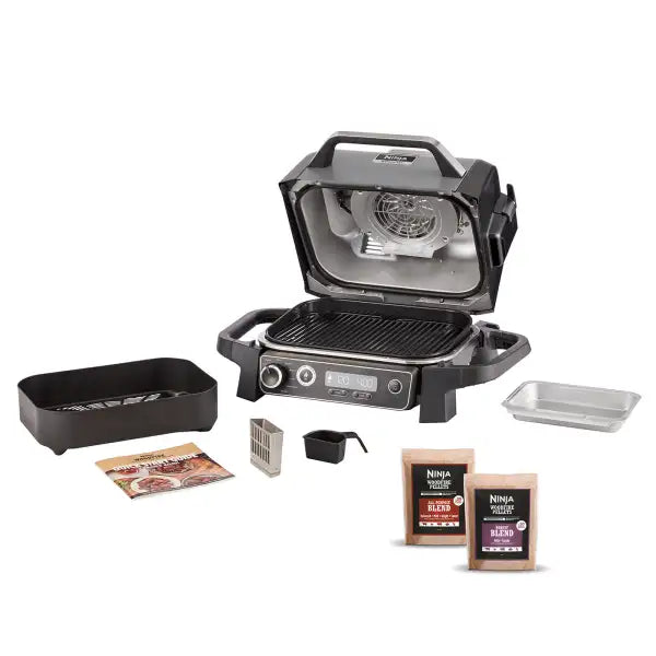 Ninja Woodfire Electric BBQ Grill and Smoker with Stand and Cover OG701UKGRILLKIT - CLEARANCE