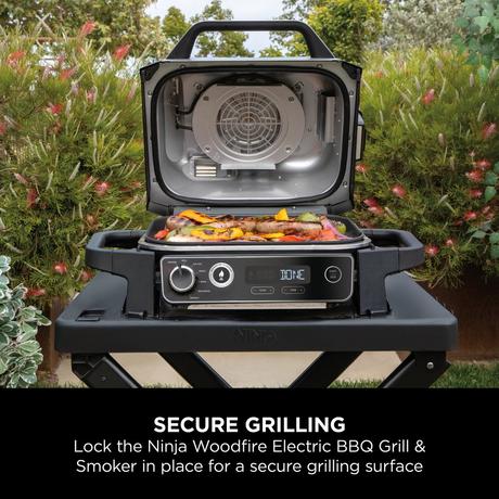 Ninja Woodfire Electric BBQ Grill and Smoker with Stand and Cover OG701UKGRILLKIT - CLEARANCE