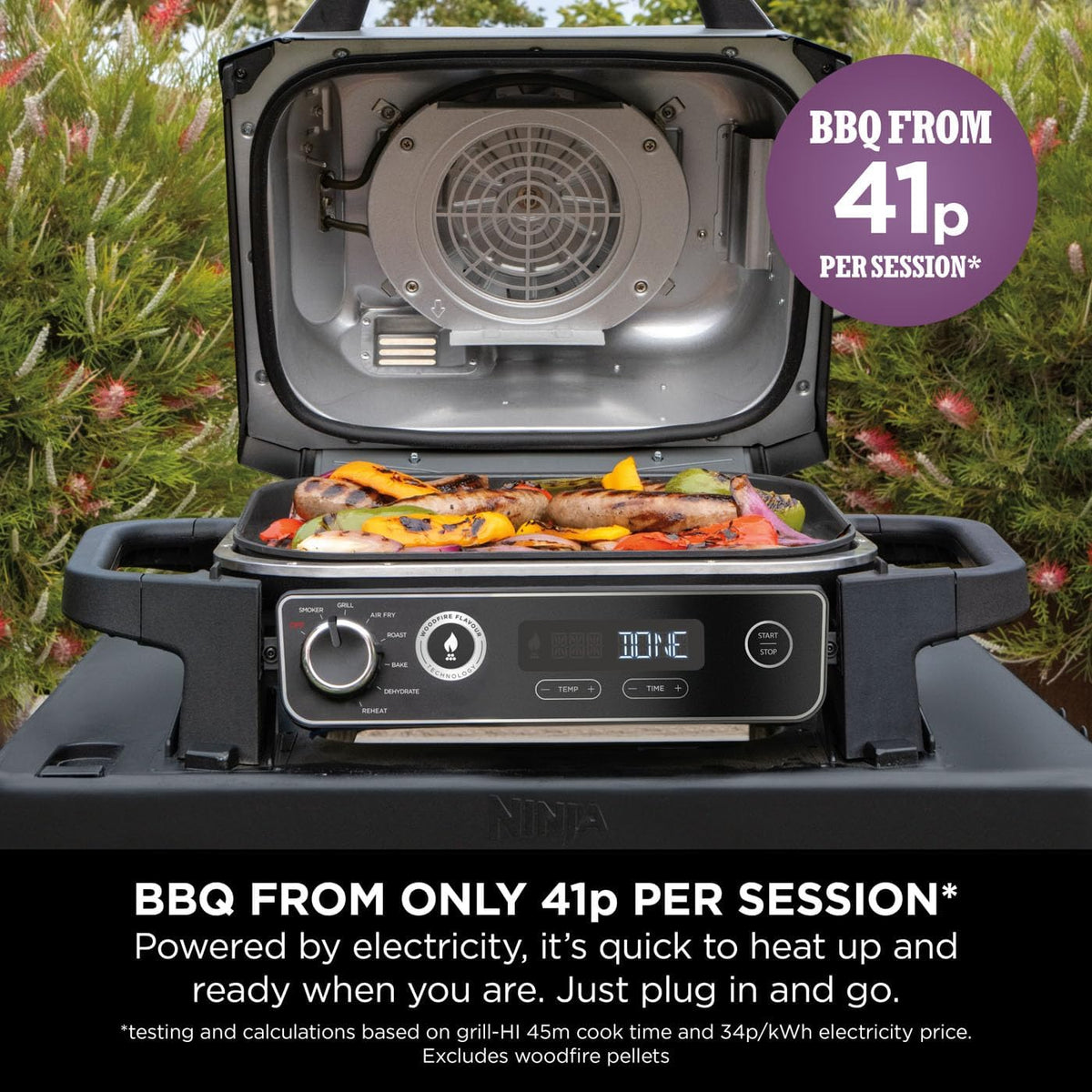 Ninja Woodfire Electric BBQ Grill and Smoker with Stand and Cover OG701UKGRILLKIT - CLEARANCE