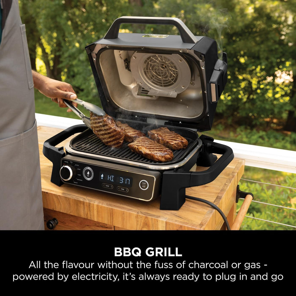Ninja Woodfire Electric BBQ Grill and Smoker with Stand and Cover OG701UKGRILLKIT - CLEARANCE