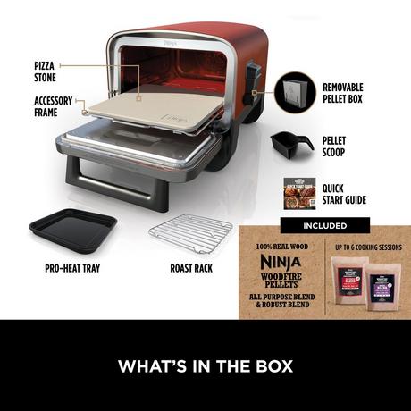 Ninja Woodfire Outdoor Oven Artisan Pizza Maker and BBQ Smoker with BBQ Stand OO101UKKIT Open Box Clearance