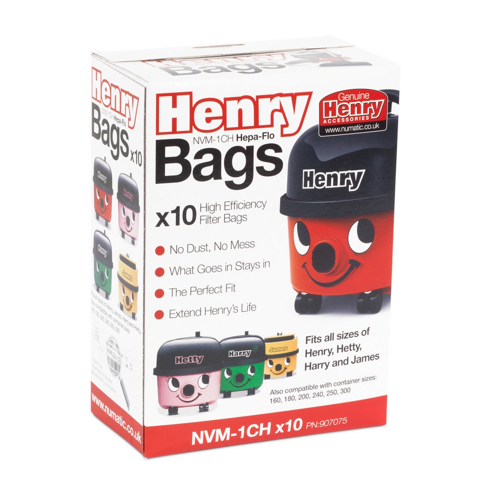 Numatic 907075 Genuine Henry NVM-1CH Hepaflow Filter Vacuum Dust Bags (10 Pack)