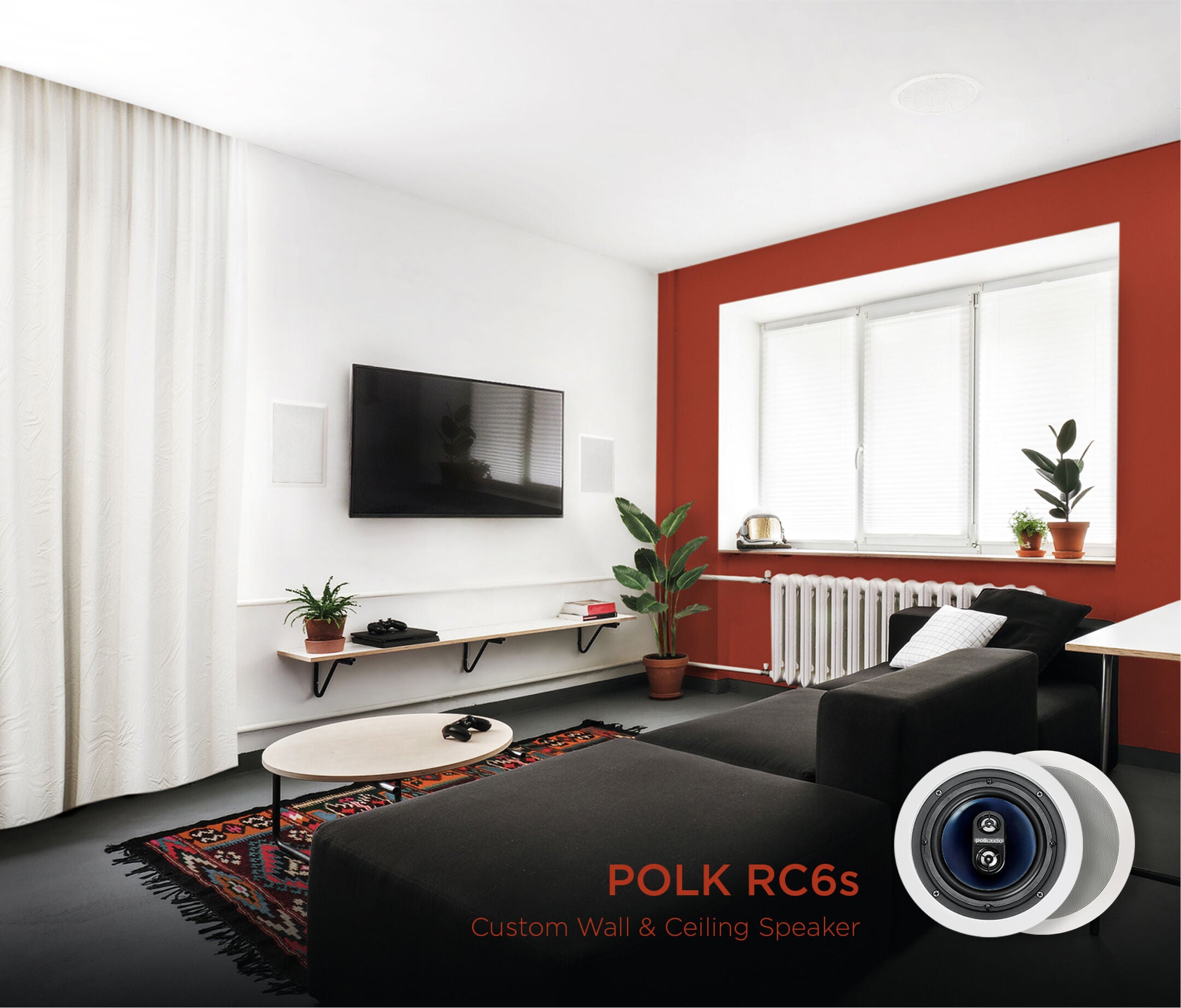 Polk RC6S High-Quality In-Ceiling Stereo Single Speaker with 6.5Inch Driver