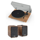 Pro-Ject T1 EVO Phono Turntable and Ruark MR1 MK3 Active Bluetooth Speakers with Built-in MM Phono Preamp Walnut