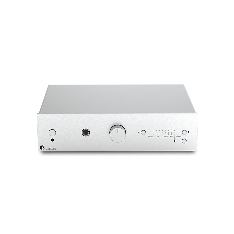 Pro-Ject Uni Box S3 Integrated Streaming Amplifier with Bluetooth and Built In Phono Stage Silver Silver