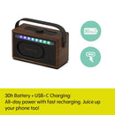 Pure Classic Aura Portable Bluetooth Speaker with Ambient Lighting - Coffee Brown Walnut Brown