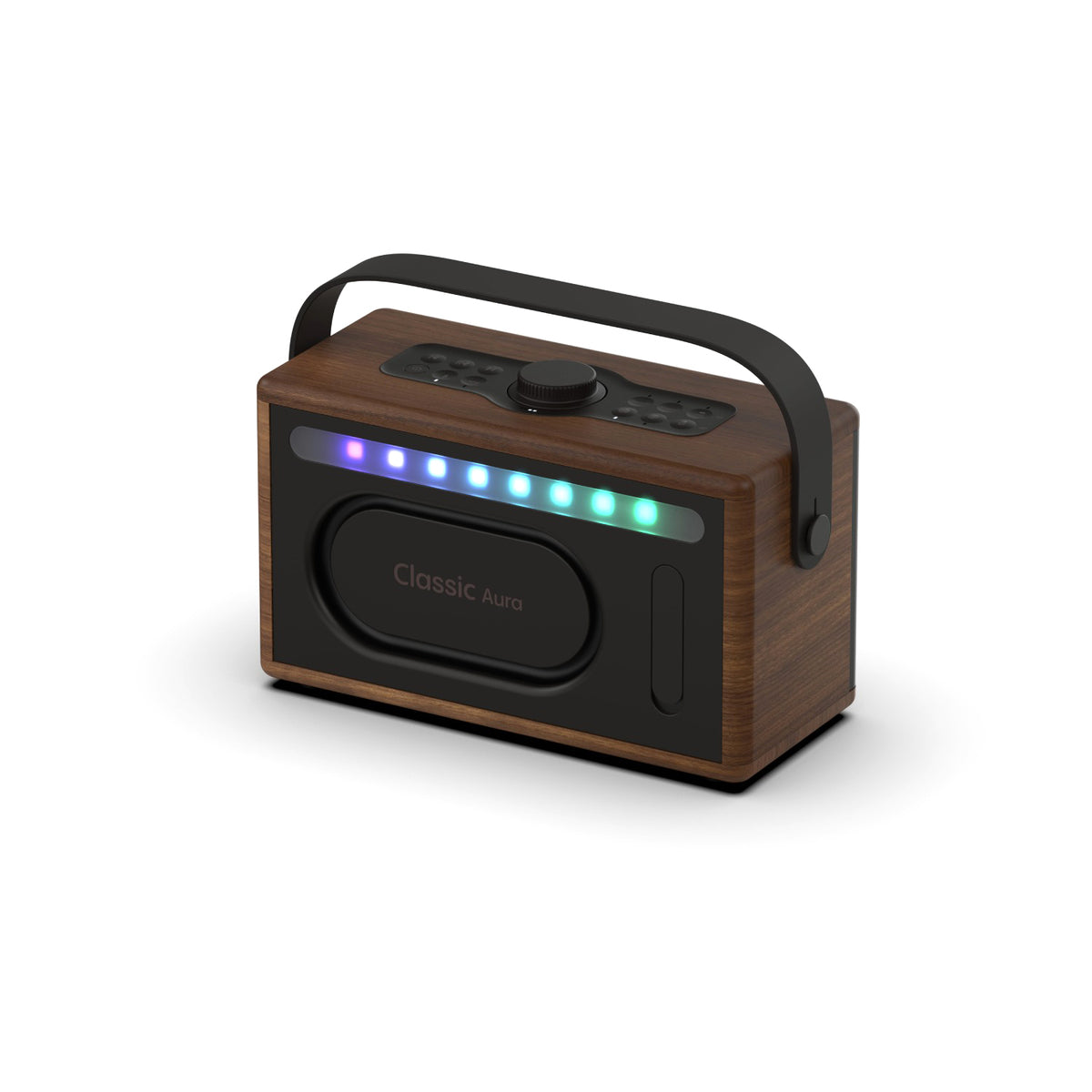 Pure Classic Aura Portable Bluetooth Speaker with Ambient Lighting - Coffee Brown Walnut Brown