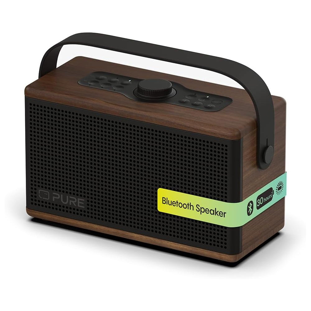Pure Classic Aura Portable Bluetooth Speaker with Ambient Lighting - Coffee Brown Walnut Brown