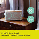 Pure Classic Aura Portable Bluetooth Speaker with Ambient Lighting - Cotton White Oak White