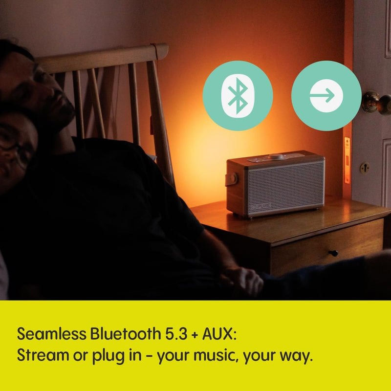 Pure Classic Aura Portable Bluetooth Speaker with Ambient Lighting - Cotton White Oak White