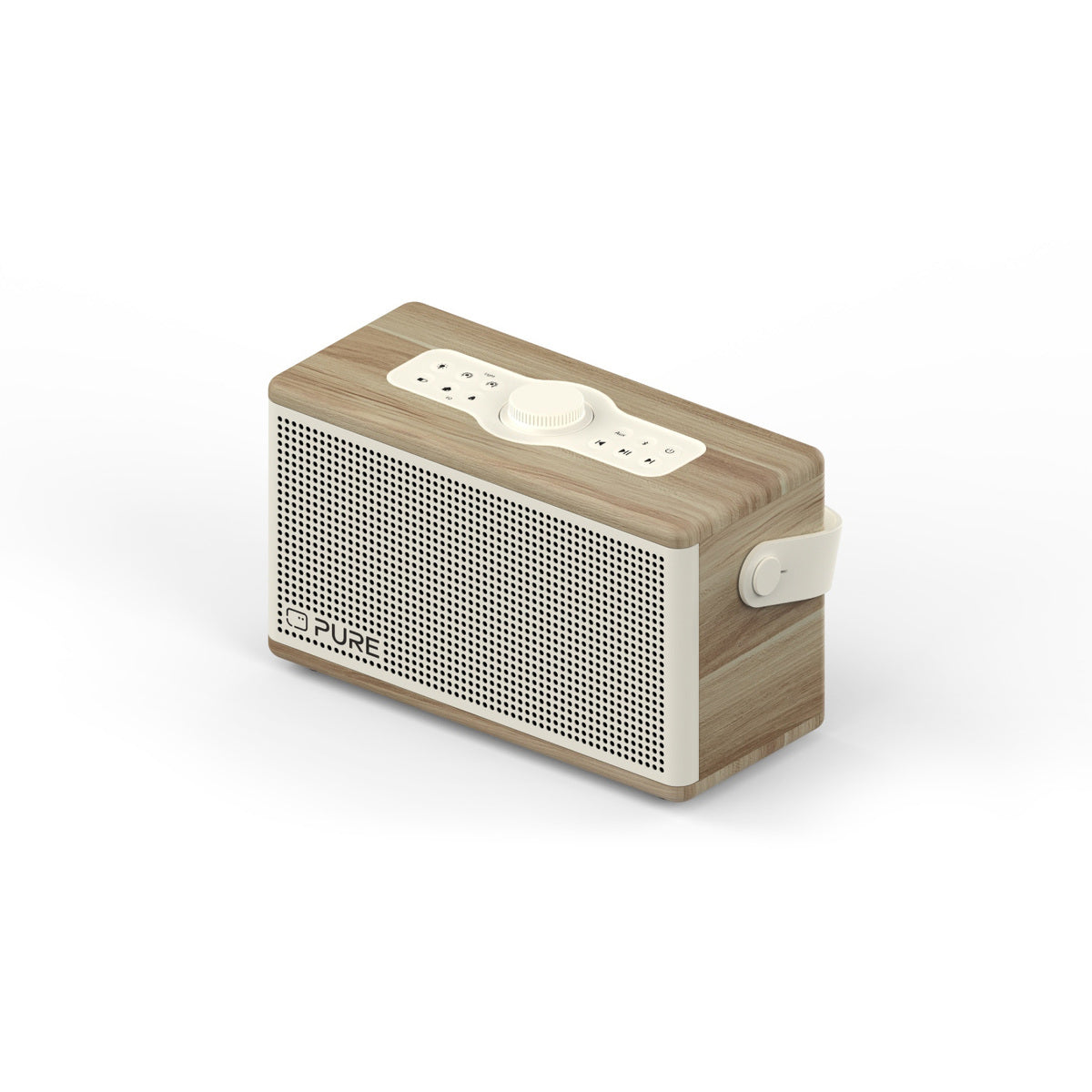 Pure Classic Aura Portable Bluetooth Speaker with Ambient Lighting - Cotton White Oak White