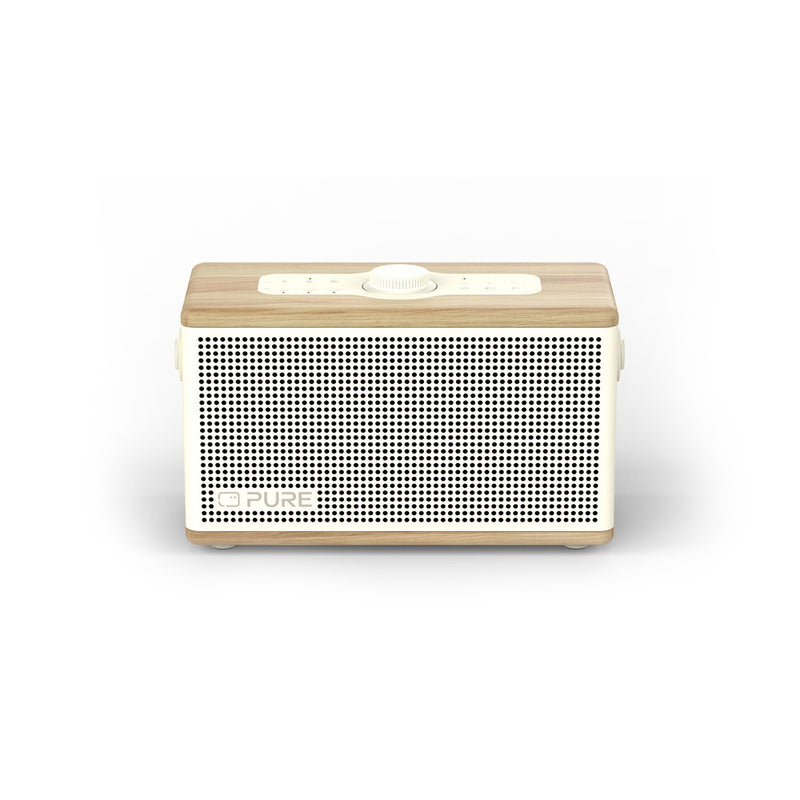 Pure Classic Aura Portable Bluetooth Speaker with Ambient Lighting - Cotton White Oak White