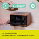 Pure Classic C-D4 DAB DAB+ FM Radio with CD Player and Bluetooth - Coffee Brown Walnut Brown