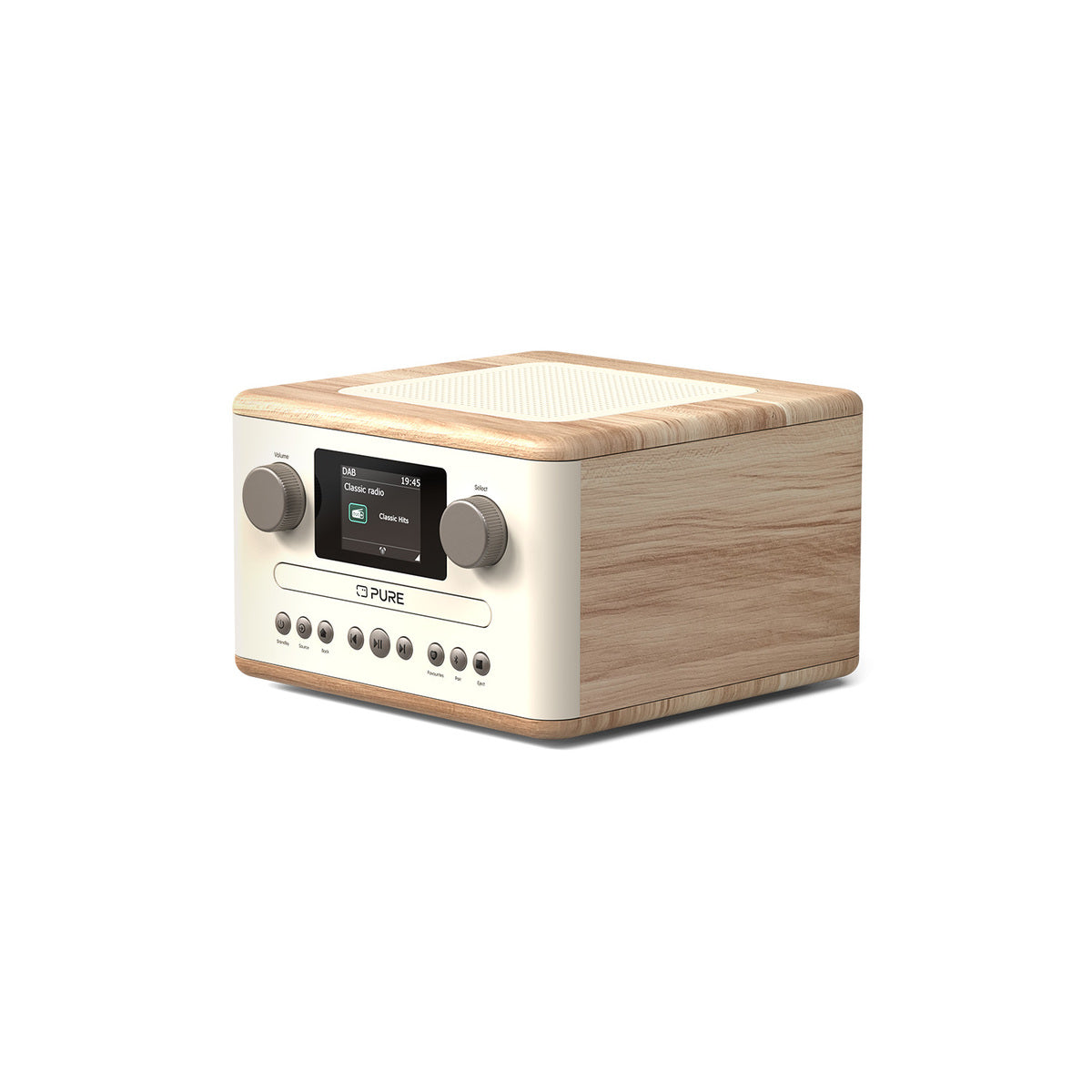 Pure Classic C-D4 DAB DAB+ FM Radio with CD Player and Bluetooth - Cotton White Oak White