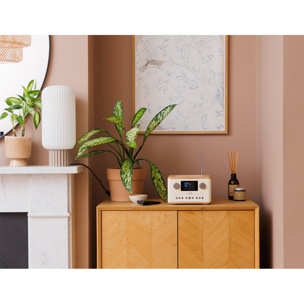 Pure Classic C-D4 DAB DAB+ FM Radio with CD Player & Bluetooth Cotton White Oak - Ex-Display Clearance