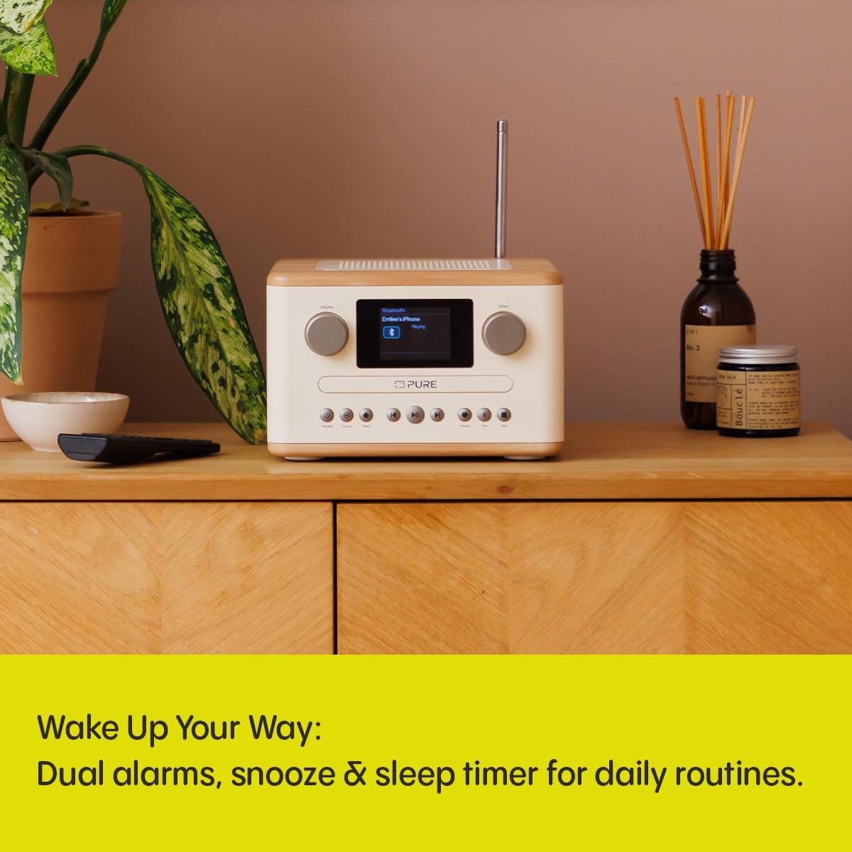 Pure Classic C-D4 DAB DAB+ FM Radio with CD Player & Bluetooth Cotton White Oak - Ex-Display Clearance