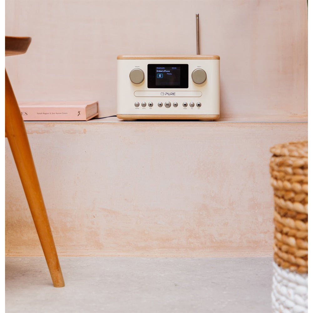 Pure Classic C-D4 DAB DAB+ FM Radio with CD Player & Bluetooth Cotton White Oak - Ex-Display Clearance
