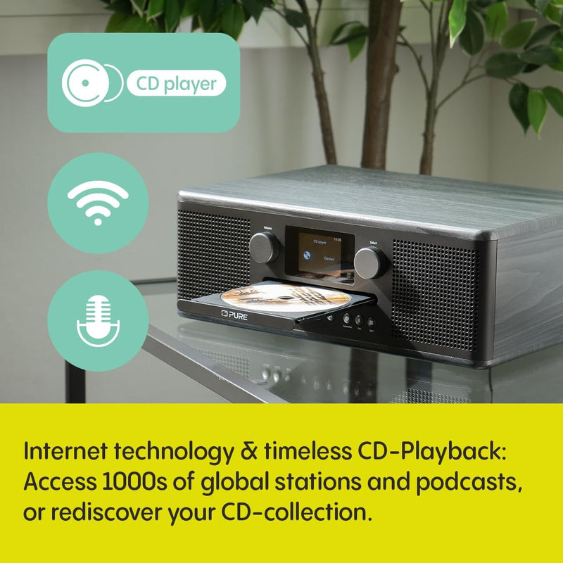 Pure Classic C-D6i  All in One Internet Radio with DAB+ FM Bluetooth CD Player Stereo Sound System Black
