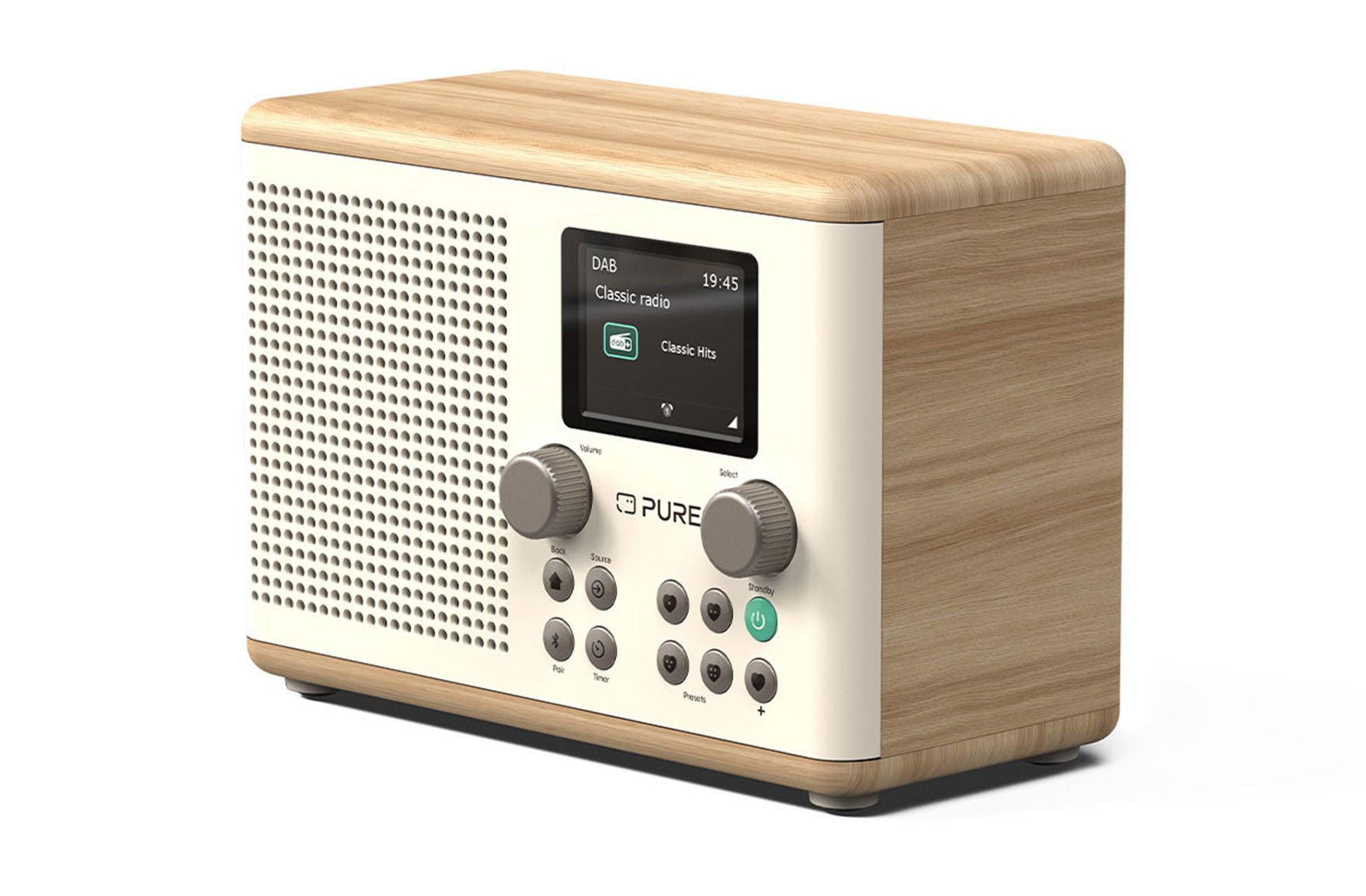 Pure Classic H4 DAB+ FM Portable Digital Radio with Bluetooth Cotton White White