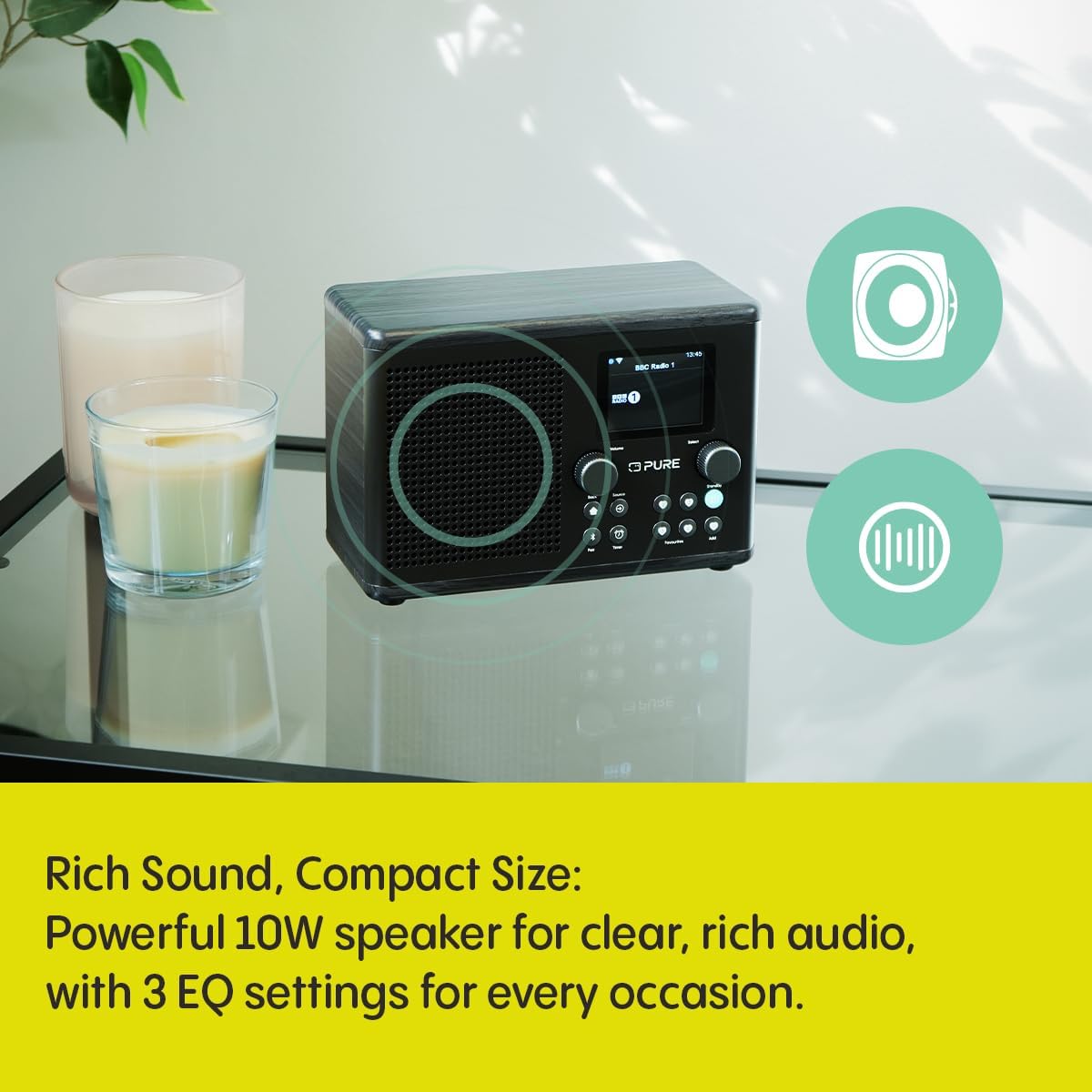 Pure Classic H4i Compact DAB+ FM Internet Radio with Bluetooth - Black