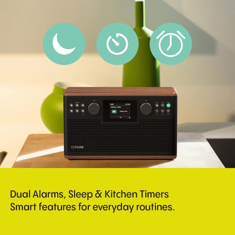 Pure Classic H6 DAB DAB+ FM Stereo Digital Radio with Bluetooth - Coffee Brown Walnut Brown