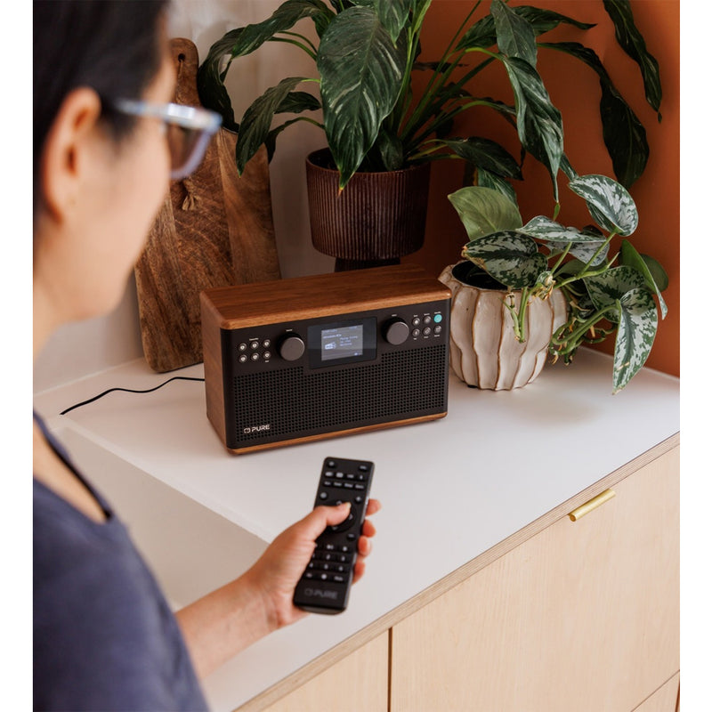 Pure Classic H6 DAB DAB+ FM Stereo Digital Radio with Bluetooth - Coffee Brown Walnut Brown