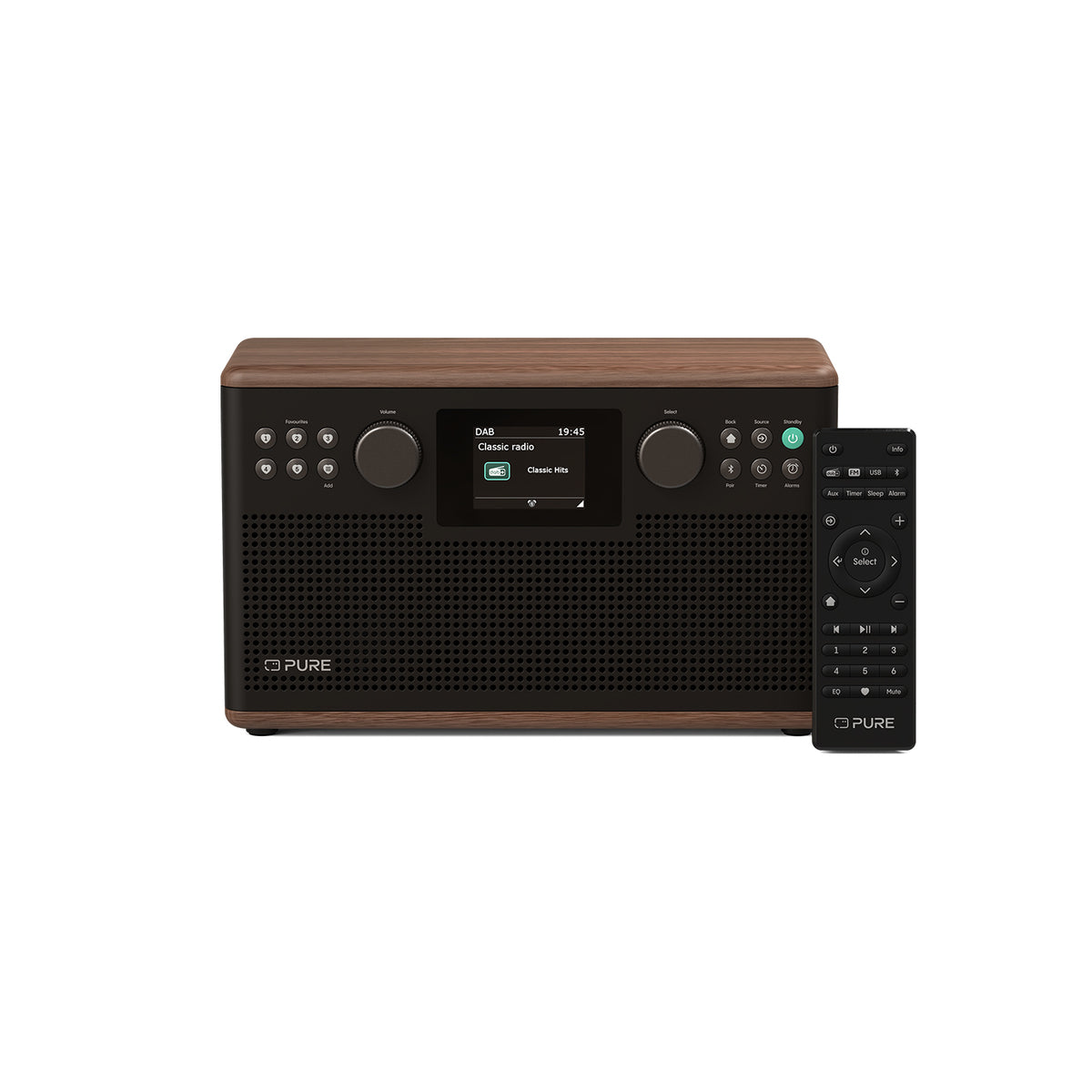 Pure Classic H6 DAB DAB+ FM Stereo Digital Radio with Bluetooth - Coffee Brown Walnut Brown