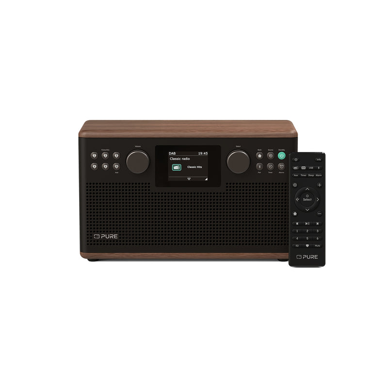 Pure Classic H6 DAB DAB+ FM Stereo Digital Radio with Bluetooth - Coffee Brown Walnut Brown