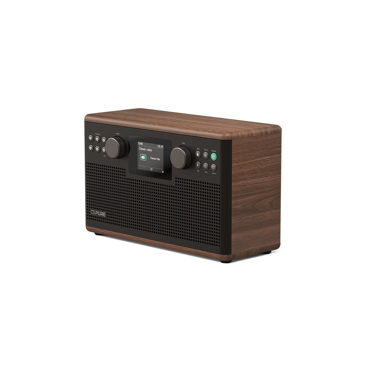 Pure Classic H6 DAB DAB+ FM Stereo Digital Radio with Bluetooth - Coffee Brown Walnut Brown