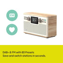 Pure Classic H6 DAB DAB+ FM Stereo Digital Radio with Bluetooth - Cotton White Oak White