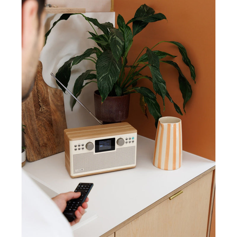 Pure Classic H6 DAB DAB+ FM Stereo Digital Radio with Bluetooth - Cotton White Oak White