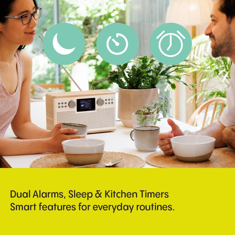 Pure Classic H6 DAB DAB+ FM Stereo Digital Radio with Bluetooth - Cotton White Oak White