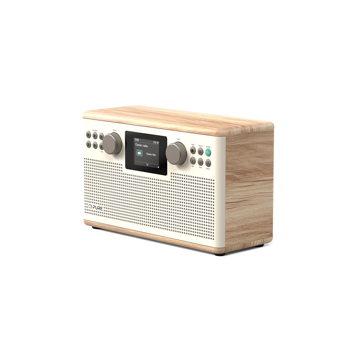 Pure Classic H6 DAB DAB+ FM Stereo Digital Radio with Bluetooth - Cotton White Oak White