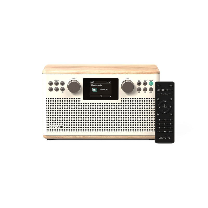 Pure Classic H6 DAB DAB+ FM Stereo Digital Radio with Bluetooth - Cotton White Oak White