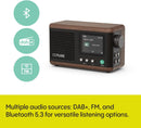 Pure Classic Mini Dab+ FM The Charming Portable Bluetooth Digital Radio - Coffee Black Walnut Black