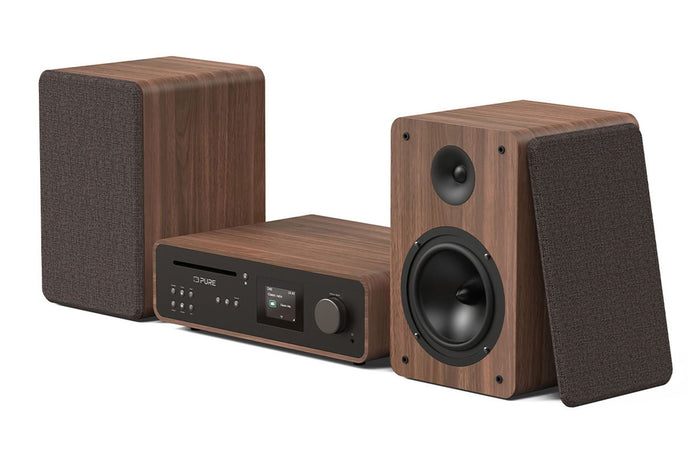 Pure Classic Stereo DAB DAB+ FM with Bluetooth CD Player and Internet Radio Music System Coffee Black Black