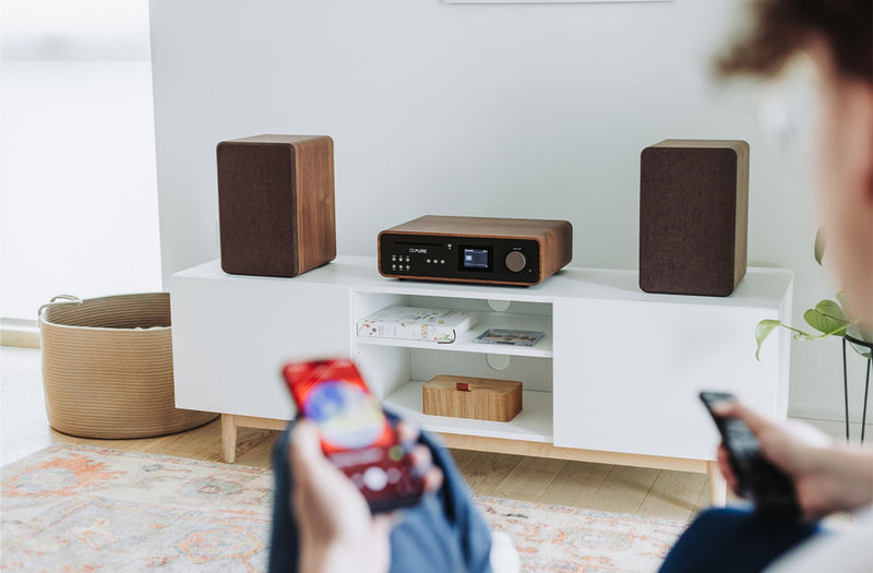 Pure Classic Stereo DAB DAB+ FM with Bluetooth CD Player and Internet Radio Music System Coffee Black Black