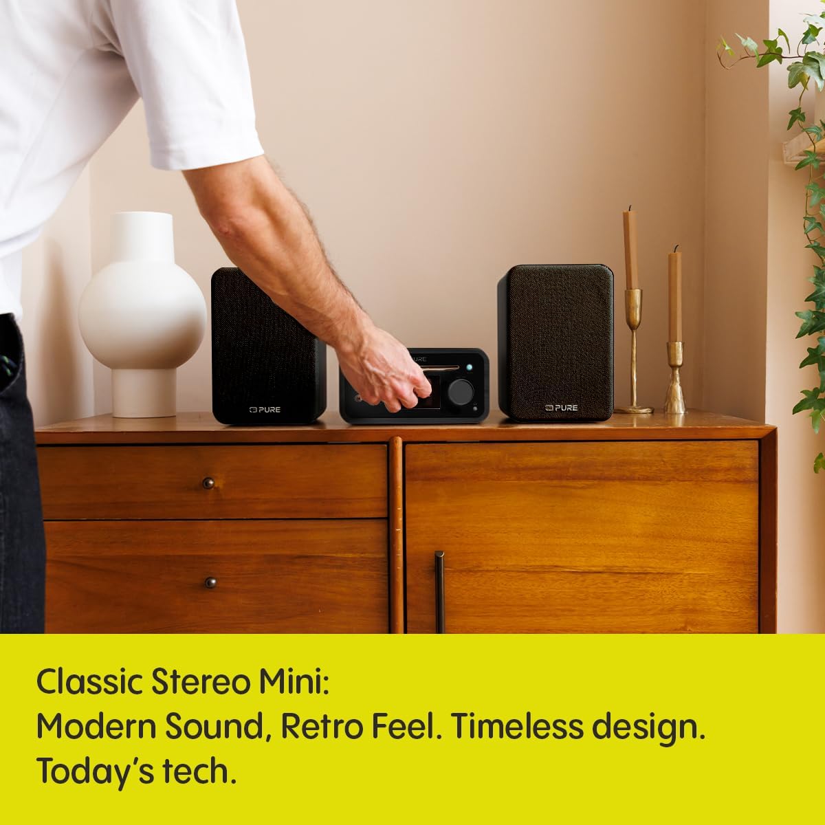 Pure Classic Stereo Mini DAB DAB+ FM Radio with Bluetooth CD Player Micro Stereo System Black Black