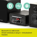 Pure Classic Stereo Mini DAB DAB+ FM Radio with Bluetooth CD Player Micro Stereo System Black Black