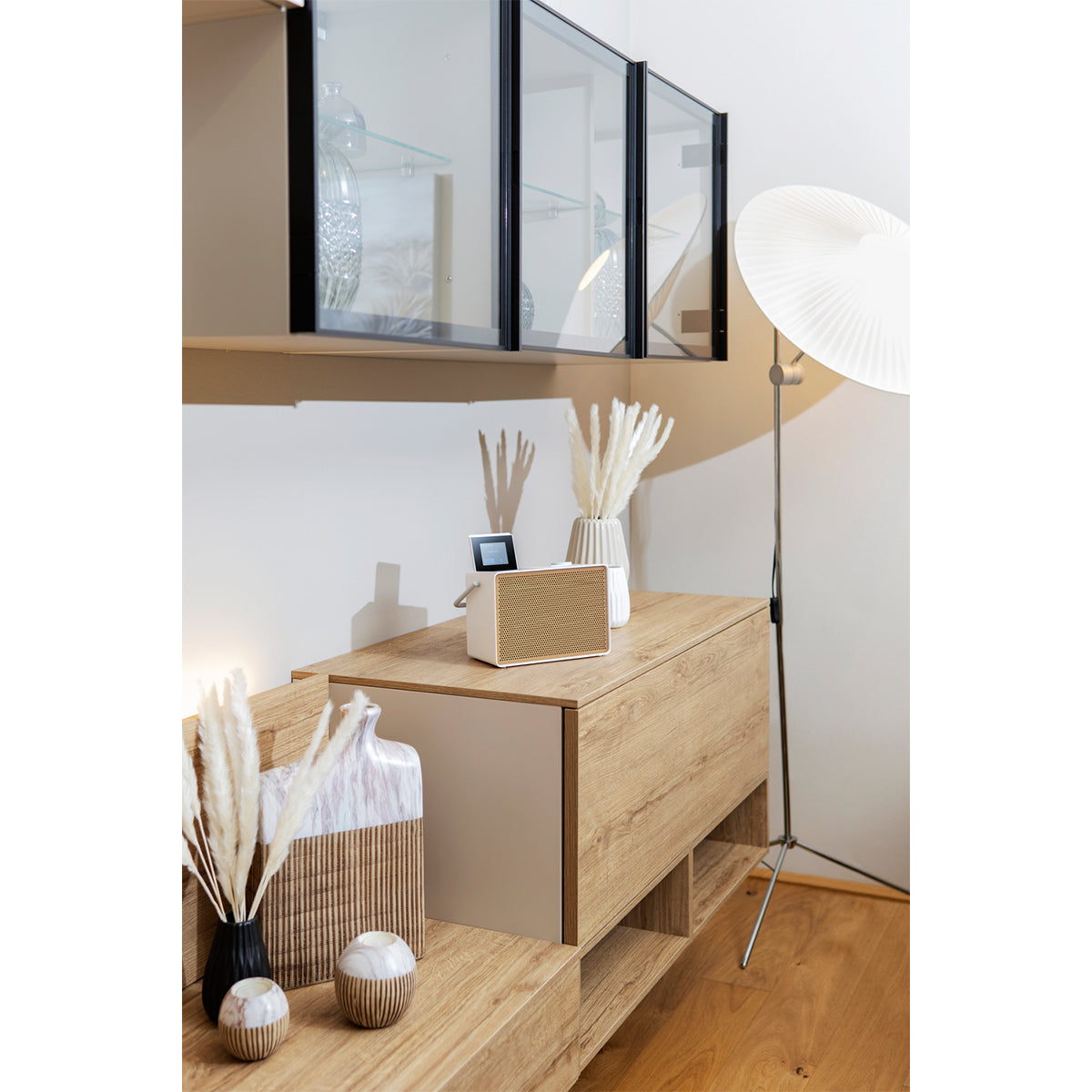 Pure Evoke Play Wood Edition Versatile Music System in Cotton White with Cherry Wood Grill White with Cherry Wood Grill