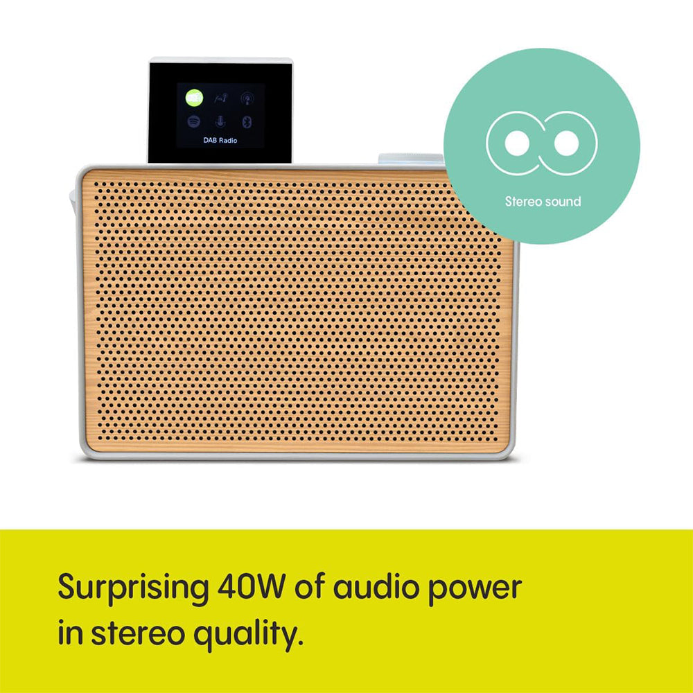 Pure Evoke Play Wood Edition Versatile Music System in Cotton White with Cherry Wood Grill White with Cherry Wood Grill