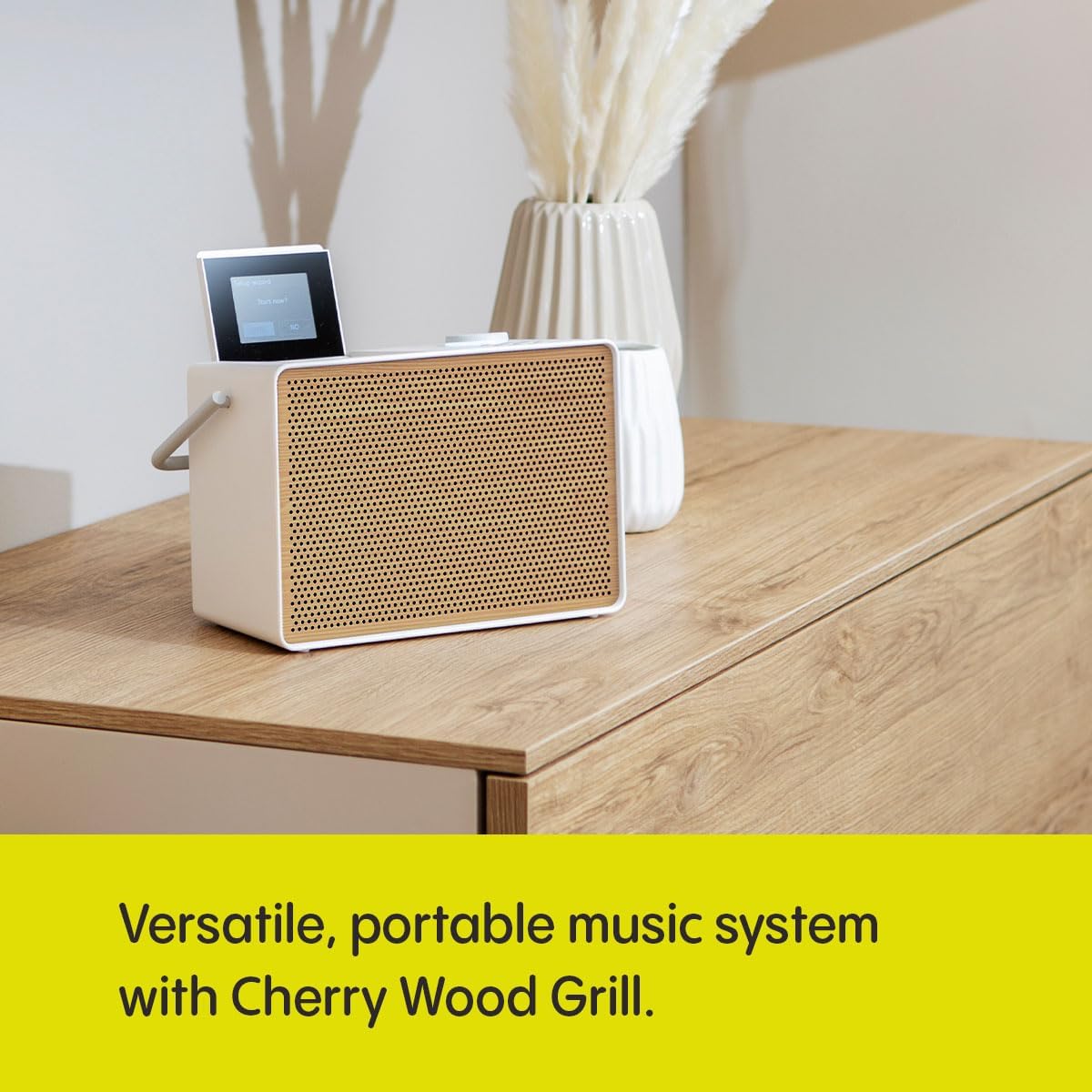 Pure Evoke Play Wood Edition Versatile Music System in Cotton White with Cherry Wood Grill White with Cherry Wood Grill